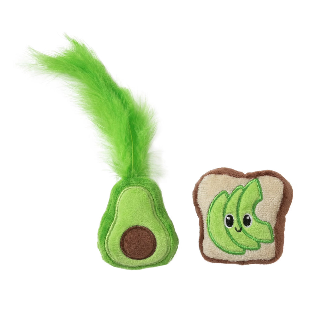 Quirky Kitty Avocado Toast Catnip Interactive Plush Cat Toy, Multicolor, Pack of 2