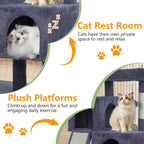 Cat Tree for Indoor Cats 36 Inches Cat Tower Multi-Level Indoor Cat Play Condo House with Scratching Posts, Spacious Perch, Sisal Posts and Dangling Toys (Dark Grey)