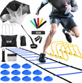 Agility Ladder,Football Training Equipment Set,4 Agility Hurdles, 20 Feet12 Rungs Speed Ladder,12 Disc Cones,Resistance Parachute, Jump Rope, 5 Resistance Bands