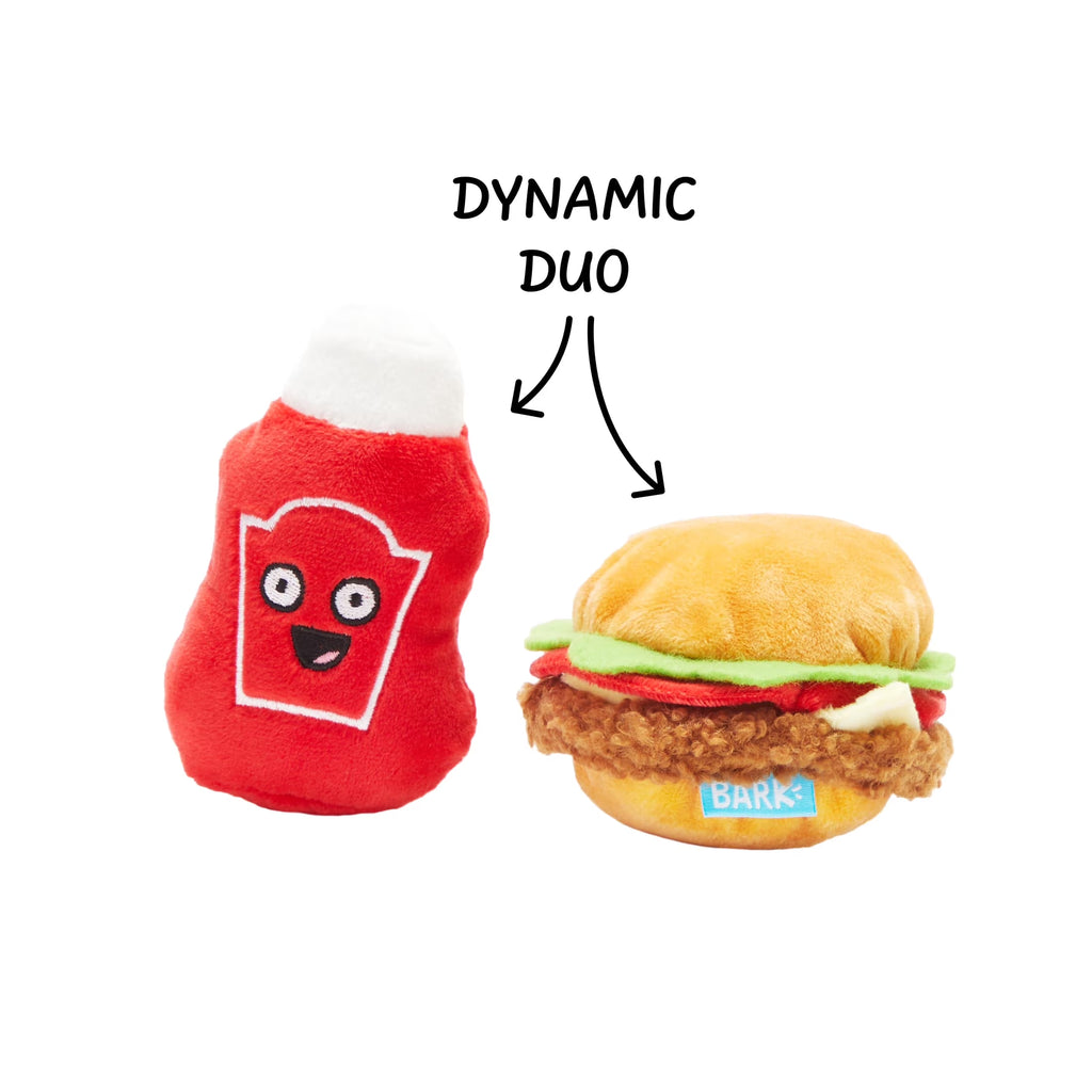 Cookout Burger & Ketchup BBQ Food Plush Dog Toy XS/S