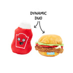 Cookout Burger & Ketchup BBQ Food Plush Dog Toy XS/S