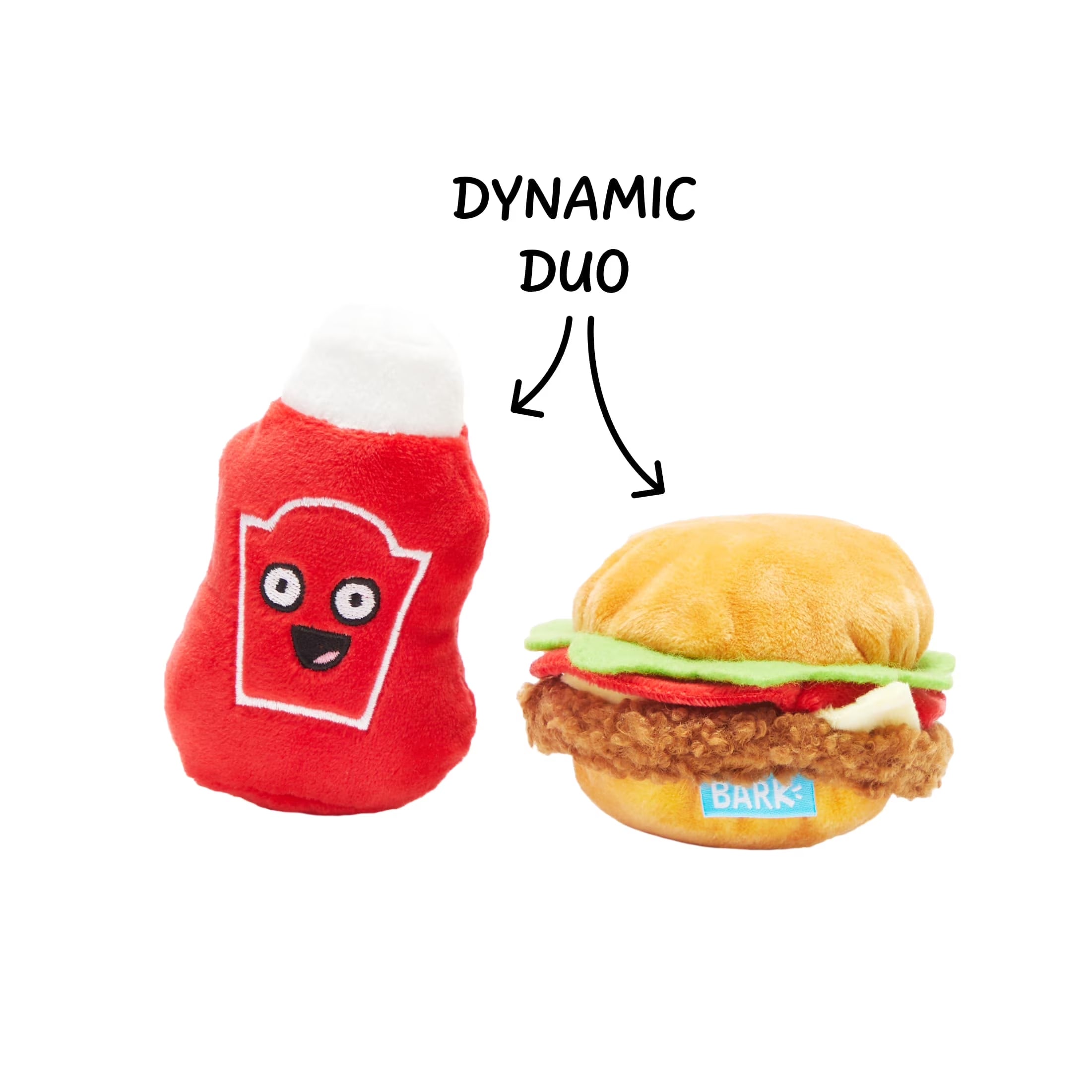 Cookout Burger & Ketchup BBQ Food Plush Dog Toy XS/S
