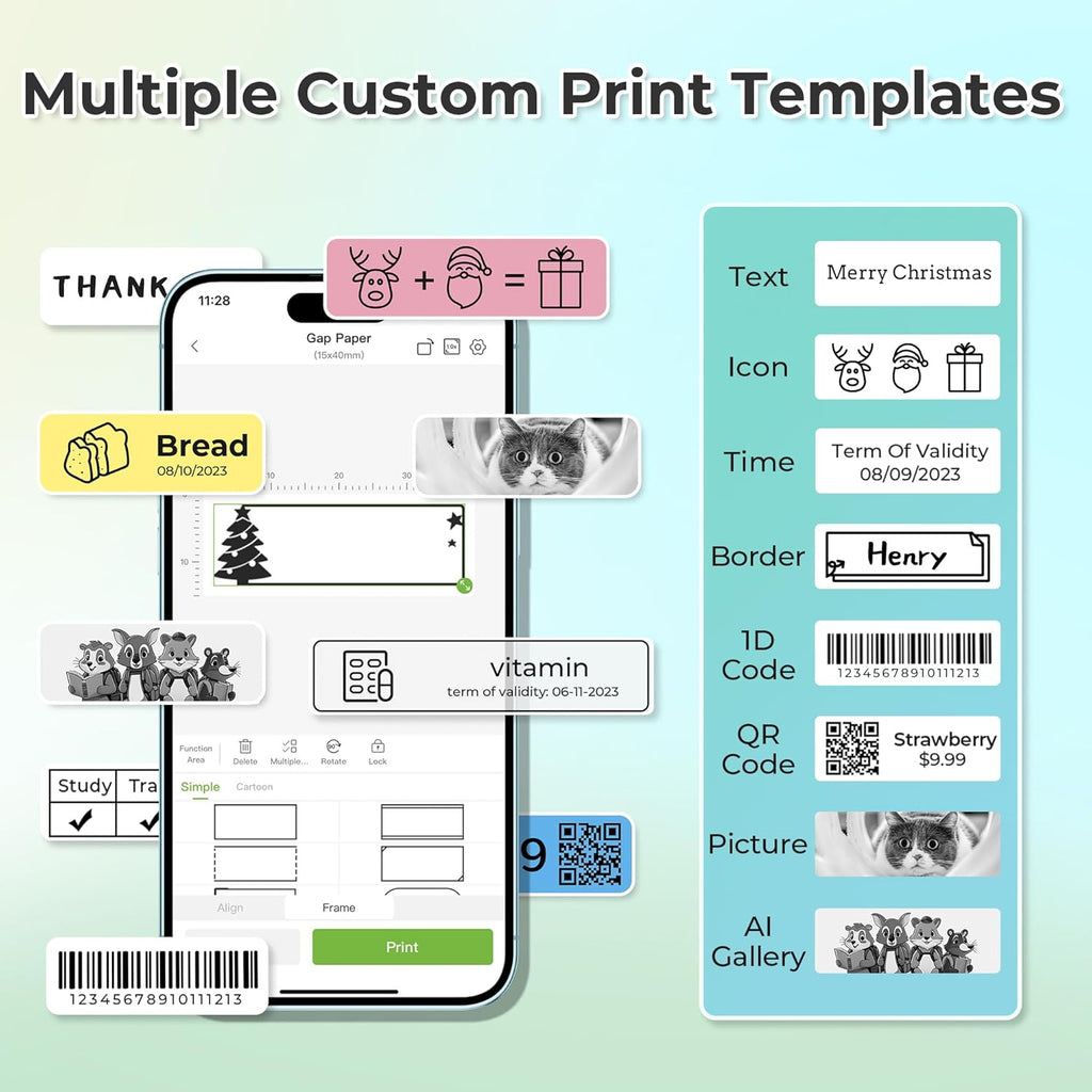 Label Maker Machine with Tape, P21 Bluetooth Label Printer, Wireless Mini Label
