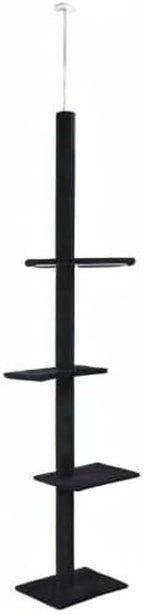 Cat Tree Floor to Ceiling 95-108" Tall Cat Tree Carpet Cat Tower Kitten Tree Sisal Scratching Post and Mat Cat Pole for Indoor Cats, Charcoal, 4-Tier