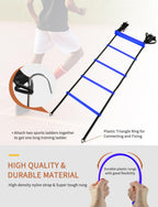 Agility Ladder,Football Training Equipment Set,4 Agility Hurdles, 20 Feet12 Rungs Speed Ladder,12 Disc Cones,Resistance Parachute, Jump Rope, 5 Resistance Bands