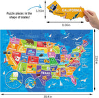 Jumbo Floor Puzzle for Kids,70-Piece USA Map Jigsaw Puzzle Ages 3-8 | 50 States with Capitals,Extra-Thick Cardboard,Preschool Learning Toy,35X24 in Completed,Geography Gift for Boys and Girls