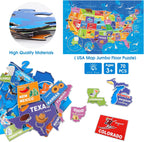 Jumbo Floor Puzzle for Kids,70-Piece USA Map Jigsaw Puzzle Ages 3-8 | 50 States with Capitals,Extra-Thick Cardboard,Preschool Learning Toy,35X24 in Completed,Geography Gift for Boys and Girls