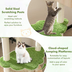 Cat Tree Tower, Multi-Level Modern Wood Cat Tower with Sisal Scratching Posts, Jumping Platforms, Perch, Hammock, Cute Cat Condo, Tall Cat Tree for Indoor Cats Large Adult (55 Inch)