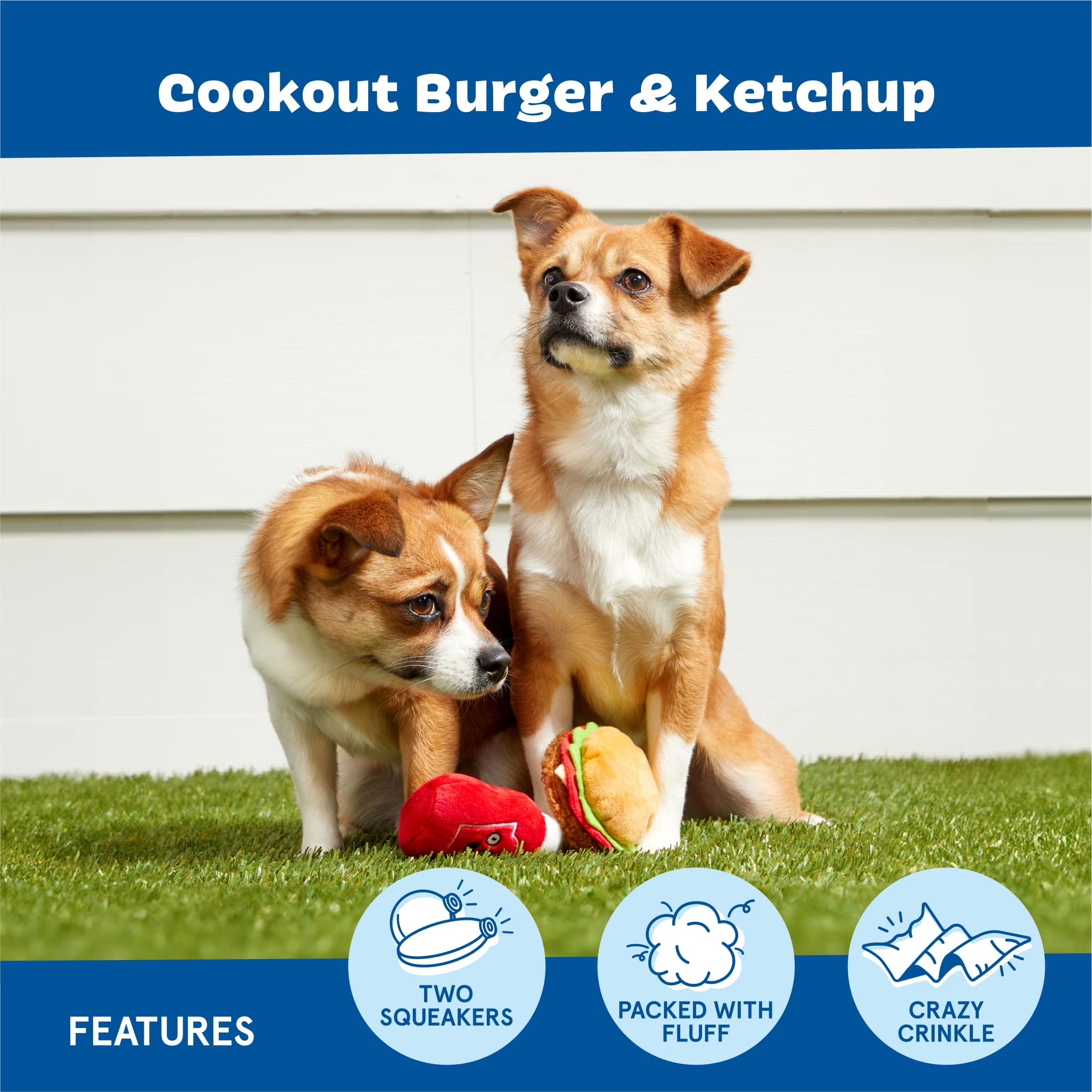 Cookout Burger & Ketchup BBQ Food Plush Dog Toy XS/S
