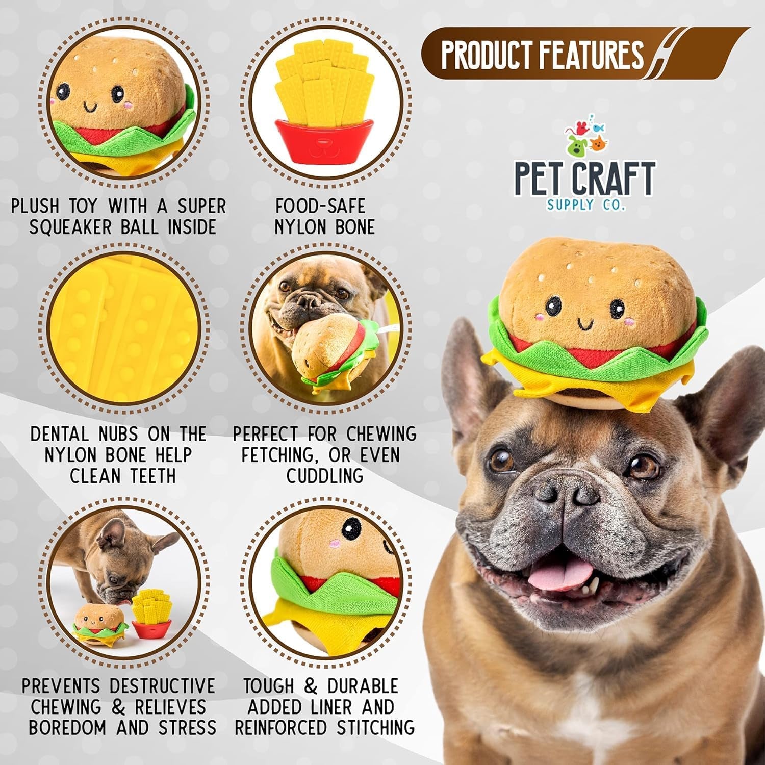 Puppy Teething Dental Chew Teeth Cleaning Nylon Bone Squeaky Plush Dog Toys with Super Squeaker Ball 2 Pack Cute Tough Durable for Puppies Small Medium Dogs Aggressive Chewers