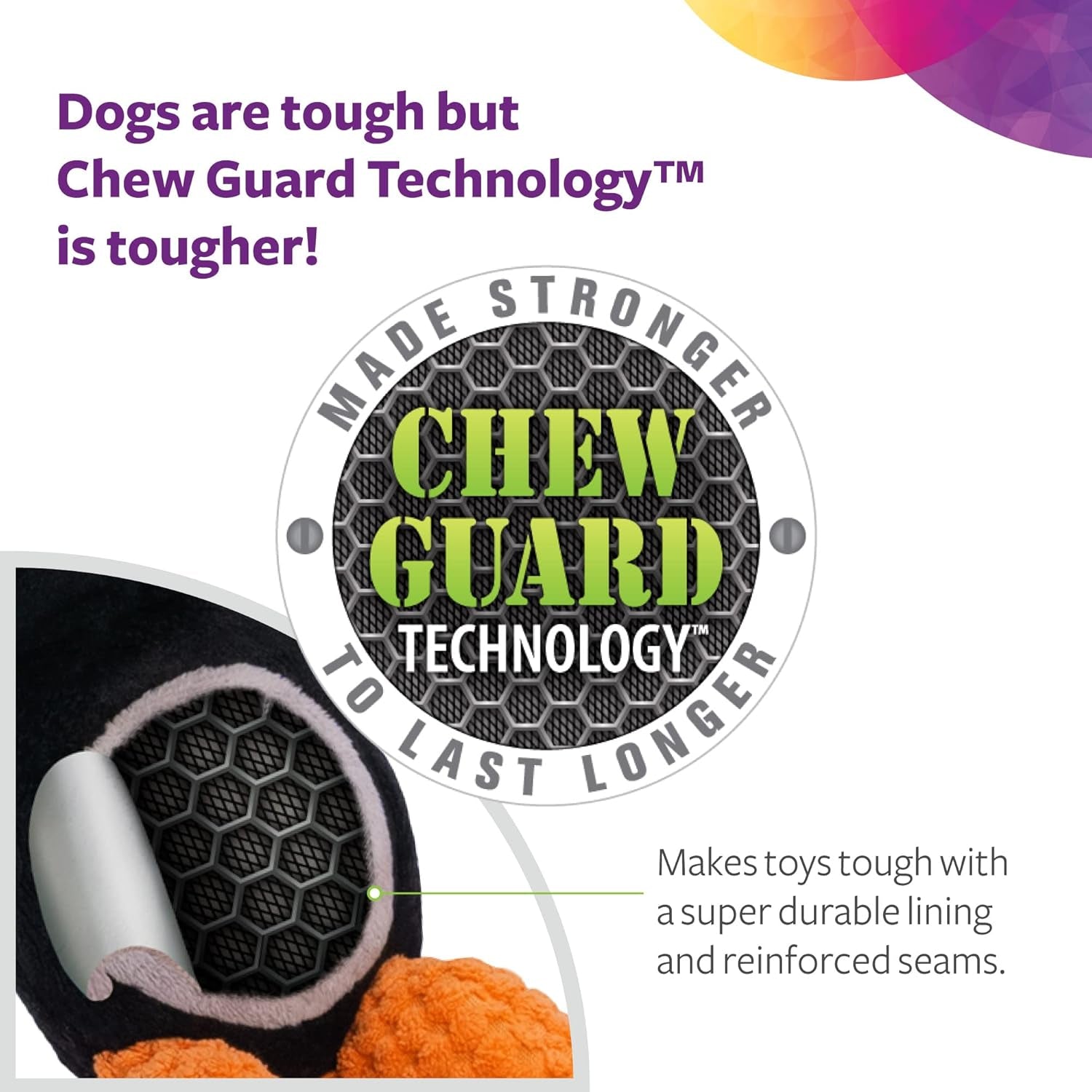 Tough 'N Fun Donut Squeaky Plush Dog Toy, Chew Guard Technology - Tan, Small (71148)