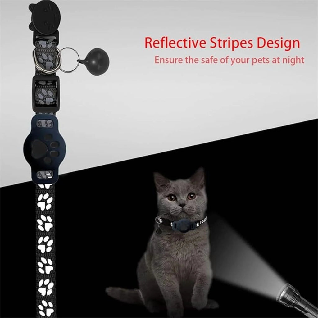 Cat Tracker Collar for Small Cats - Real Time Cat GPS Tracker No Monthly Fee, Pet Tracker for Cats Works with Apple Find My (Only Ios), No SIM Required (Collar + White Tracker)