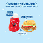 Cookout Burger & Ketchup BBQ Food Plush Dog Toy XS/S
