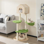 Cat Tree Tower, Multi-Level Modern Wood Cat Tower with Sisal Scratching Posts, Jumping Platforms, Perch, Hammock, Cute Cat Condo, Tall Cat Tree for Indoor Cats Large Adult (55 Inch)