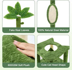 61" Cat Tree for with Green Leaves, Multi-Level Large Cat Tower with Hammock, Plush Cat House with Hang Ball Toy and Sisal Scratching Posts Furniture, Green