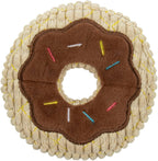 Tough 'N Fun Donut Squeaky Plush Dog Toy, Chew Guard Technology - Tan, Small (71148)
