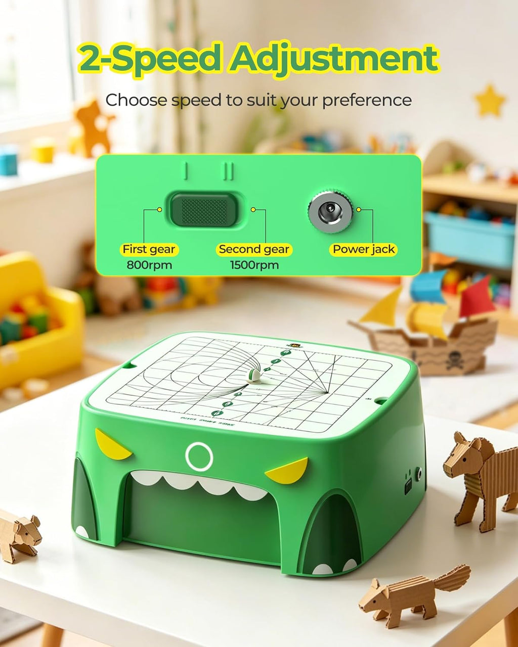 Upgraded Kids Cardboard Cutter, Safe Bladeless STEM Building Machine with Dual-Speed Motor for DIY Cardboard Projects,Screen-Free Creative Learning & Hands-On Educational Play for Kids Ages 3+ (Green)