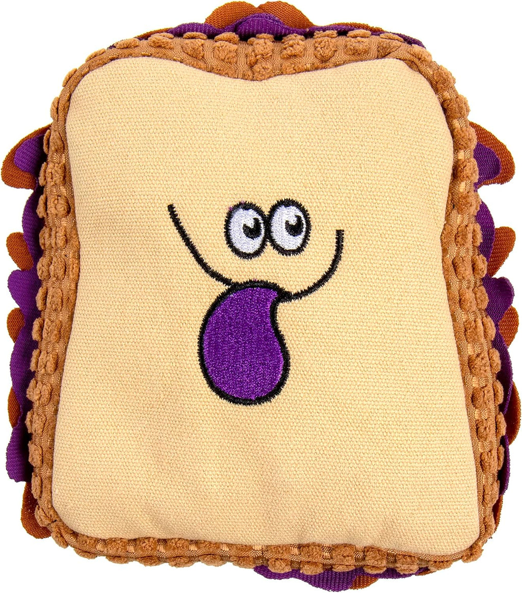 Tough 'N Fun PBJ Squeaky Plush Dog Toy, Chew Guard Technology - Tan, Medium (71151)