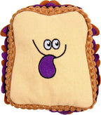 Tough 'N Fun PBJ Squeaky Plush Dog Toy, Chew Guard Technology - Tan, Medium (71151)