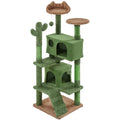 54″ H Cactus Cat Tree with 2 Condos & Scratching Posts, Green/Brown