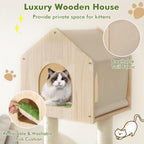 Cat Tree Tower, Multi-Level Modern Wood Cat Tower with Sisal Scratching Posts, Jumping Platforms, Perch, Hammock, Cute Cat Condo, Tall Cat Tree for Indoor Cats Large Adult (55 Inch)
