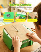 Upgraded Kids Cardboard Cutter, Safe Bladeless STEM Building Machine with Dual-Speed Motor for DIY Cardboard Projects,Screen-Free Creative Learning & Hands-On Educational Play for Kids Ages 3+ (Green)