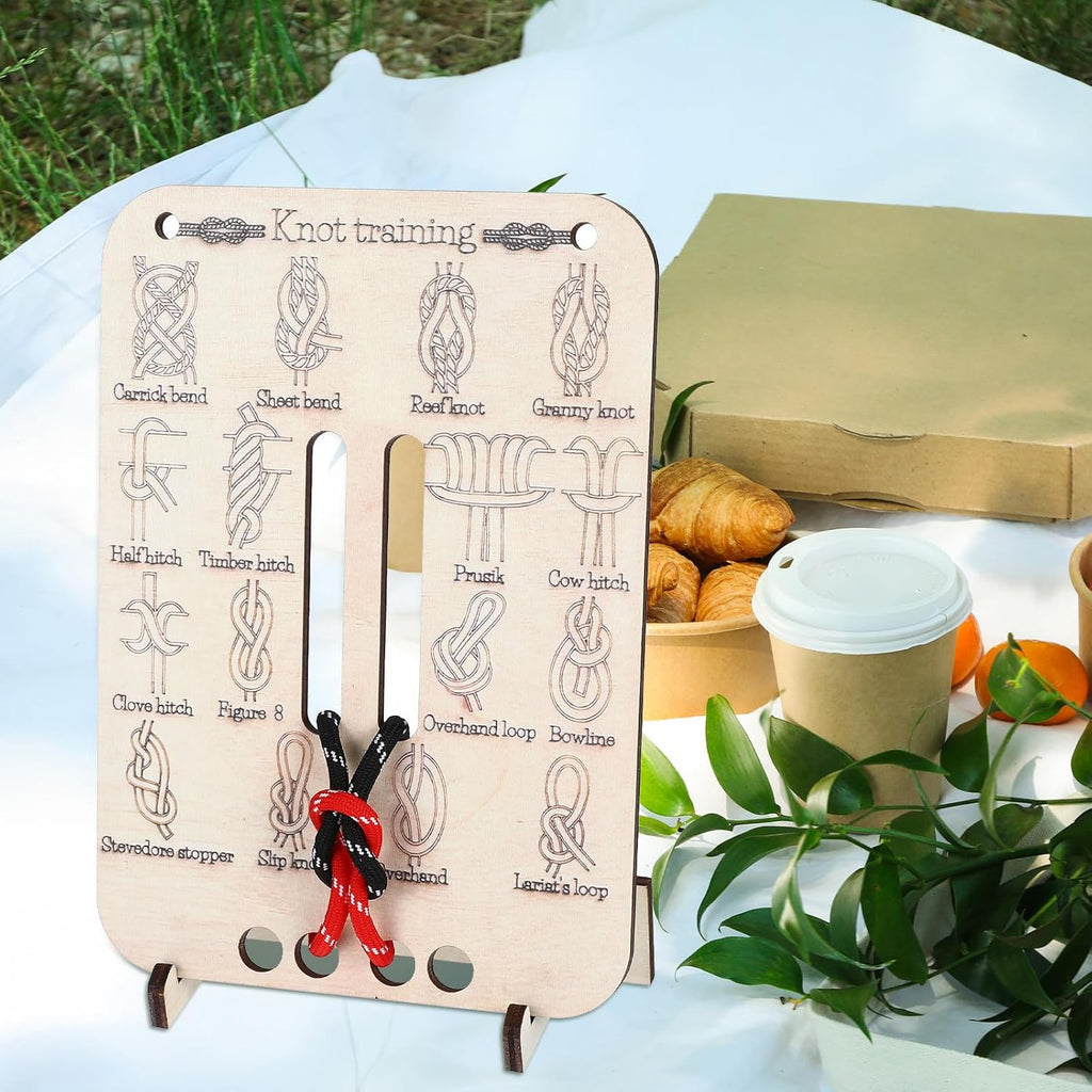 Learn Knot Training Board Knot Tying Kit Learn to Tie Knot Training Board 16 Knotting Methods for Beginners Knot Tying Book Adults Beginner for Outdoor Survival Camping Climbing Practice