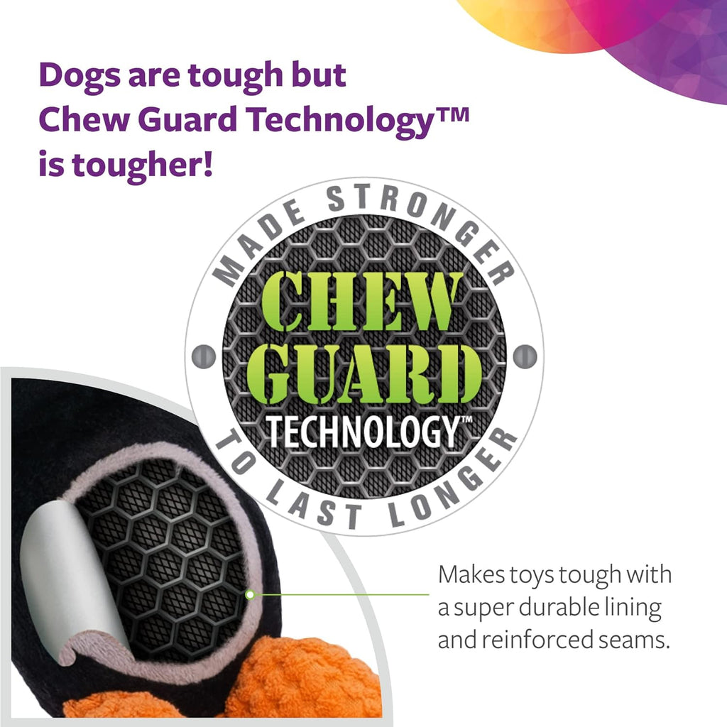 Tough 'N Fun PBJ Squeaky Plush Dog Toy, Chew Guard Technology - Tan, Medium (71151)