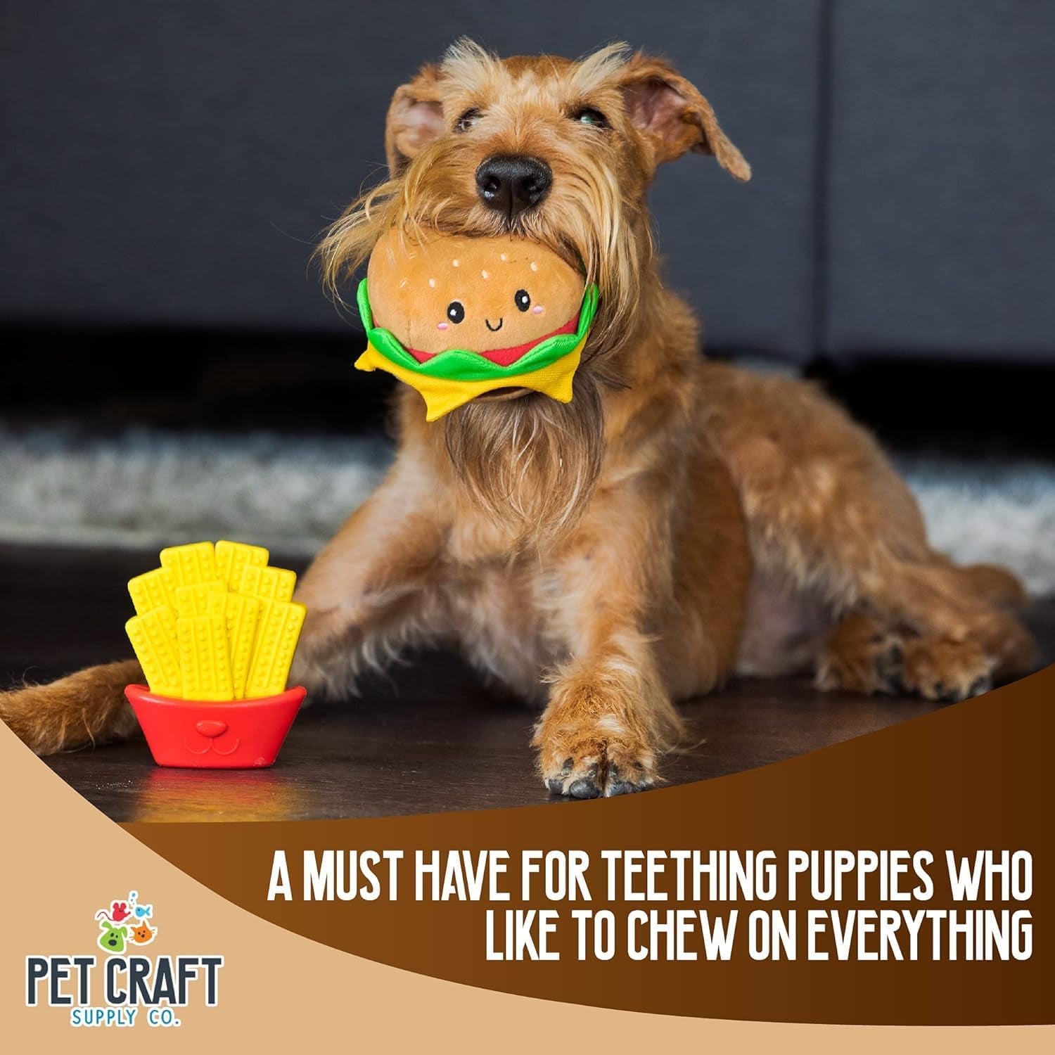 Puppy Teething Dental Chew Teeth Cleaning Nylon Bone Squeaky Plush Dog Toys with Super Squeaker Ball 2 Pack Cute Tough Durable for Puppies Small Medium Dogs Aggressive Chewers