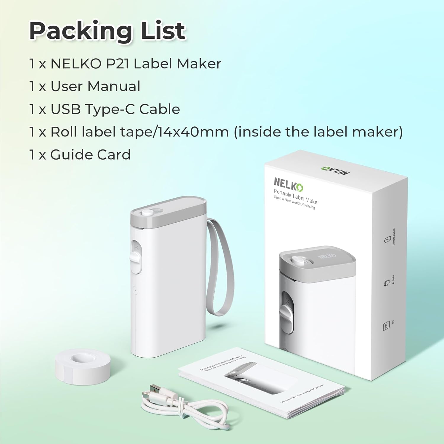 Label Maker Machine with Tape, P21 Bluetooth Label Printer, Wireless Mini Label