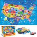 Jumbo Floor Puzzle for Kids,70-Piece USA Map Jigsaw Puzzle Ages 3-8 | 50 States with Capitals,Extra-Thick Cardboard,Preschool Learning Toy,35X24 in Completed,Geography Gift for Boys and Girls