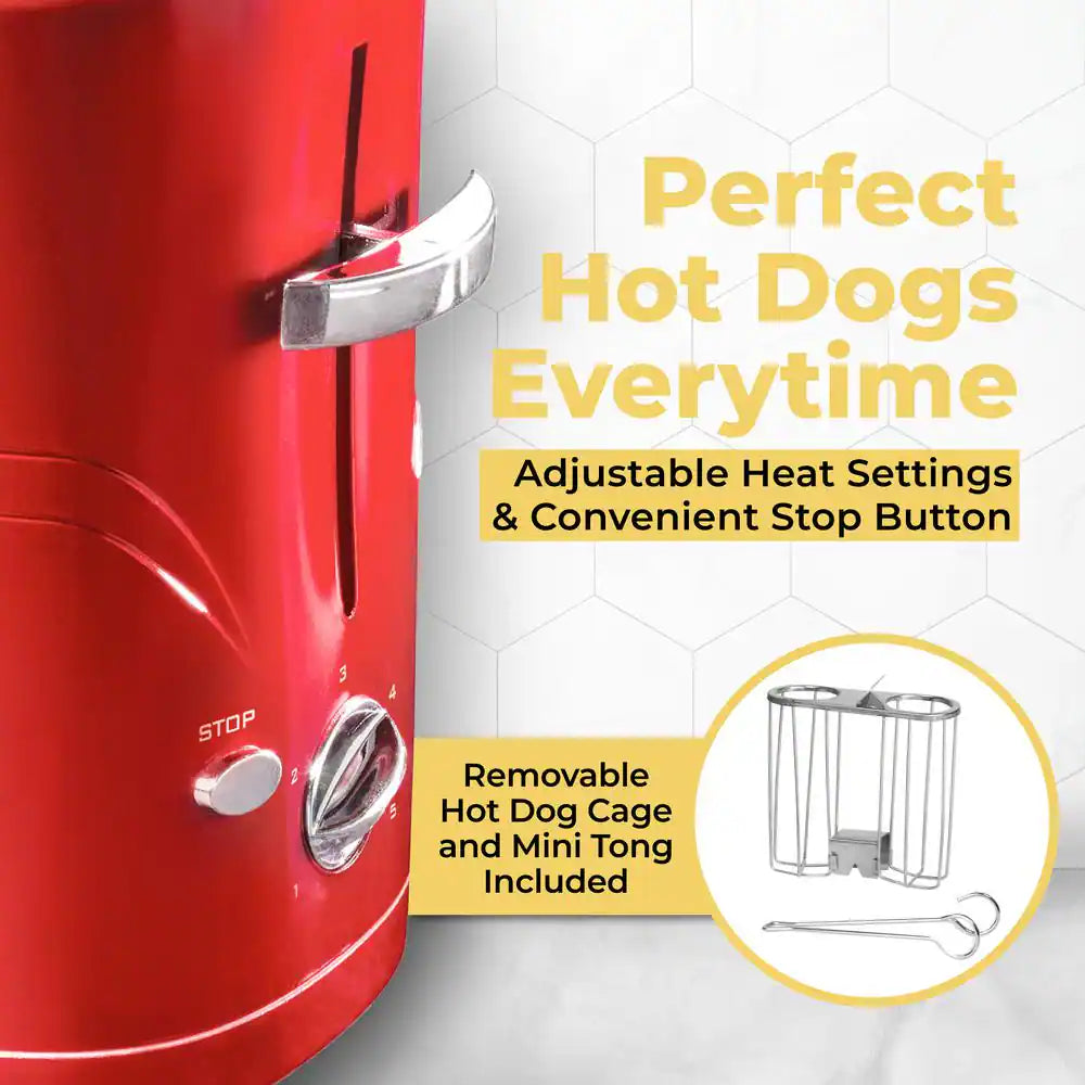 Pop-Up 2-Hot Dog and Bun Toaster with Mini Tongs