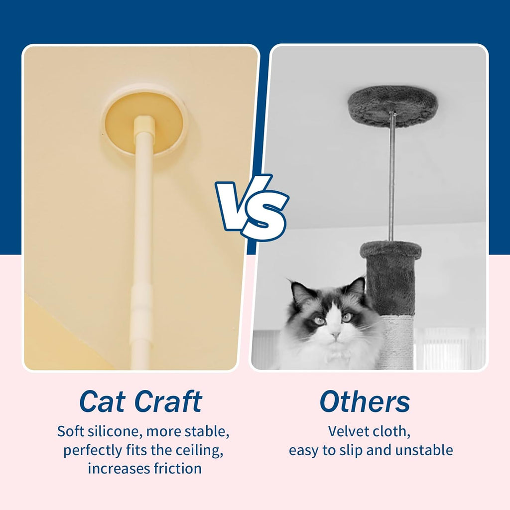 Cat Tree Floor to Ceiling 95-108" Tall Cat Tree Carpet Cat Tower Kitten Tree Sisal Scratching Post and Mat Cat Pole for Indoor Cats, Charcoal, 4-Tier