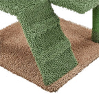 54″ H Cactus Cat Tree with 2 Condos & Scratching Posts, Green/Brown