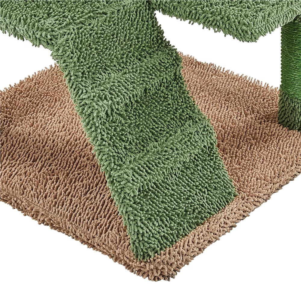 54″ H Cactus Cat Tree with 2 Condos & Scratching Posts, Green/Brown
