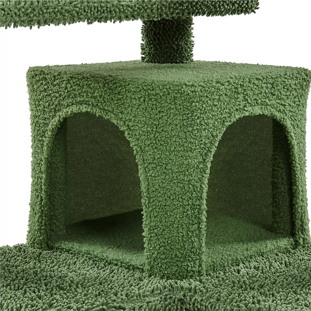 54″ H Cactus Cat Tree with 2 Condos & Scratching Posts, Green/Brown