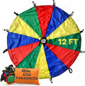 Kids Rainbow Parachute 6 Ft to 35 Ft for School & Gym Class | Bright Rainbow Colors, 54 GSM Fabric, Cross-Stitched Handles, Field Day & Birthday Parties, Storage Bag Included
