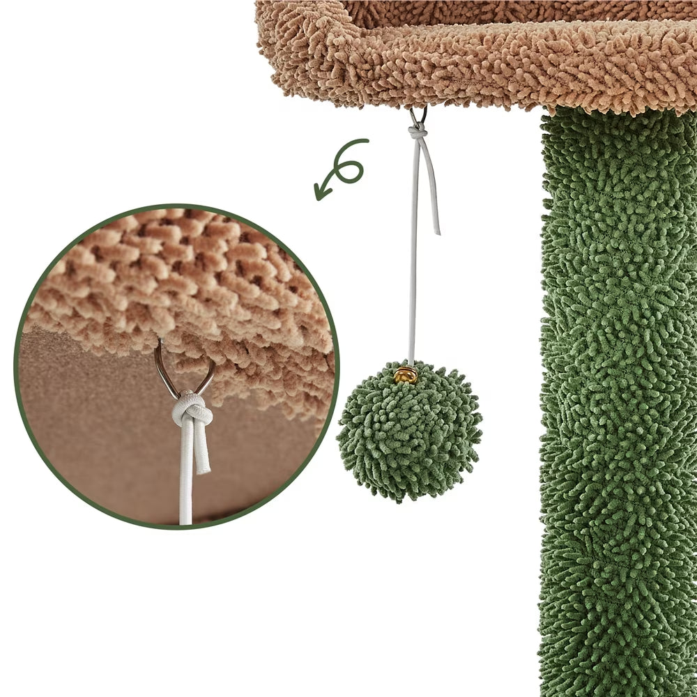 54″ H Cactus Cat Tree with 2 Condos & Scratching Posts, Green/Brown