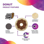 Tough 'N Fun Donut Squeaky Plush Dog Toy, Chew Guard Technology - Tan, Small (71148)