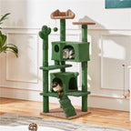 54″ H Cactus Cat Tree with 2 Condos & Scratching Posts, Green/Brown