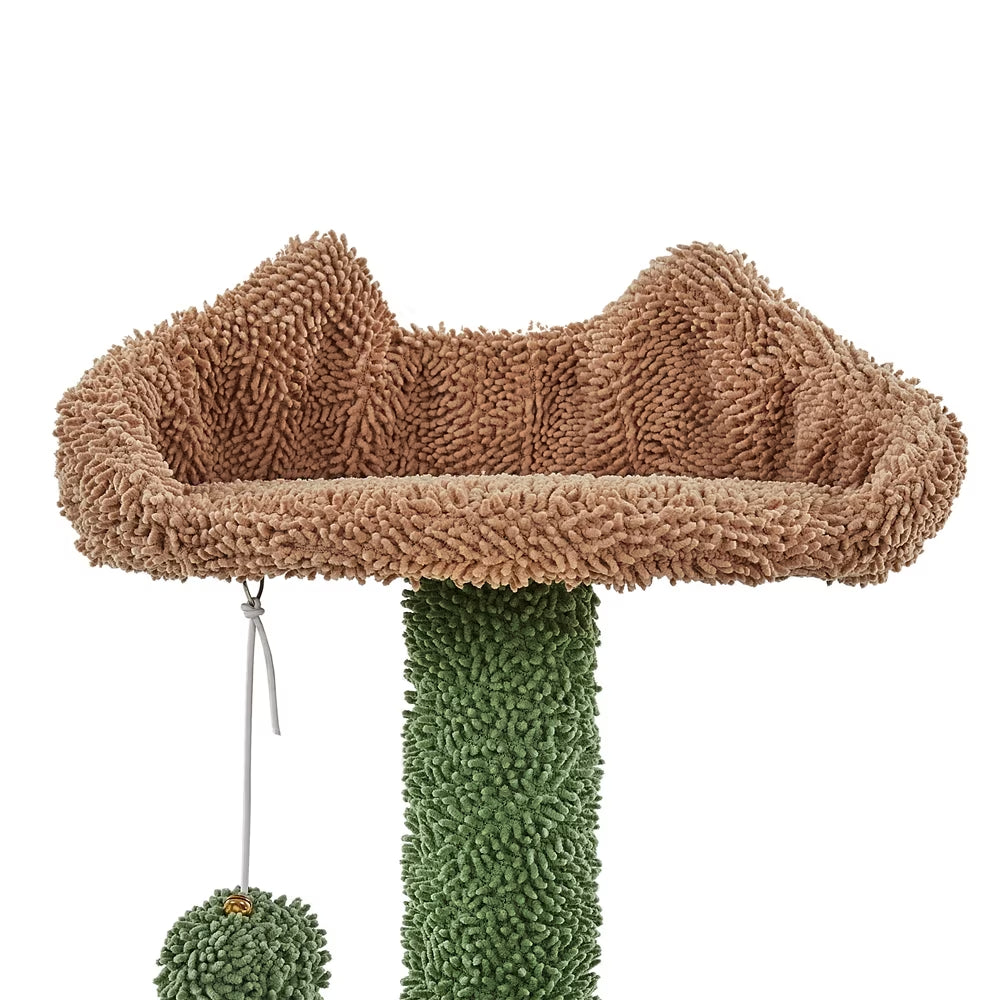 54″ H Cactus Cat Tree with 2 Condos & Scratching Posts, Green/Brown