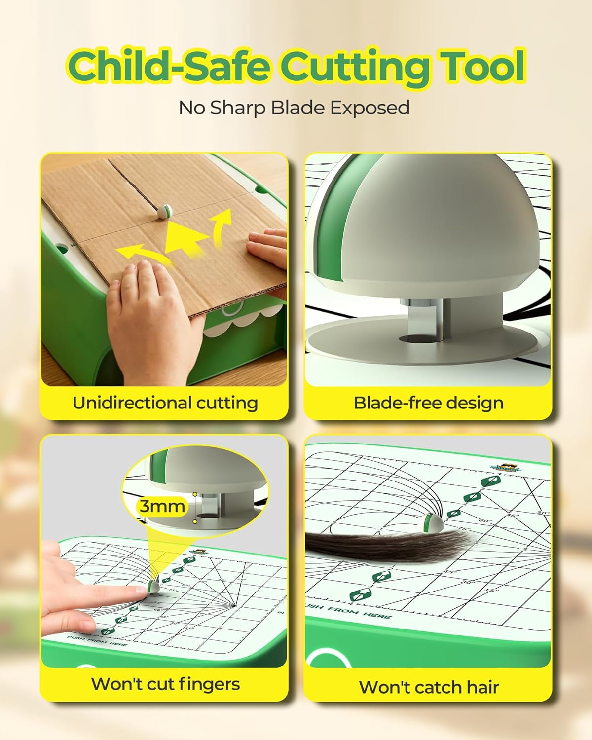 Upgraded Kids Cardboard Cutter, Safe Bladeless STEM Building Machine with Dual-Speed Motor for DIY Cardboard Projects,Screen-Free Creative Learning & Hands-On Educational Play for Kids Ages 3+ (Green)