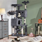 64.5"H Multi-Level Cat Tree Tower with Condos and Perches, Dark Gray
