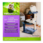 3-Level Cat Tower with Hammock and Sisal Post, 26.7 Inch, Blue